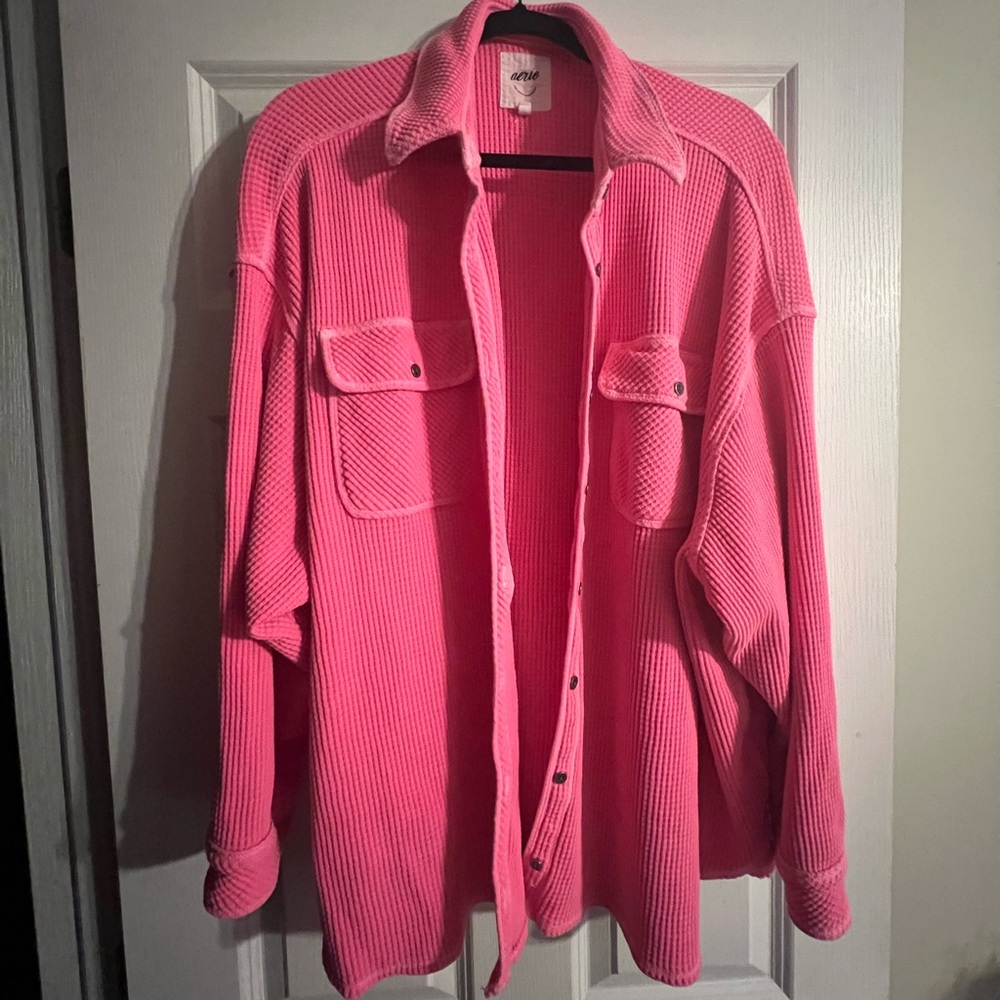 Aerie hot pink lumberjane button down